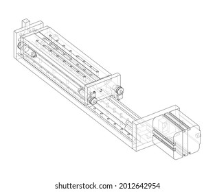 Abstract industry object concept. Vector rendering of 3d. Wire-frame style. The layers of visible and invisible lines are separated