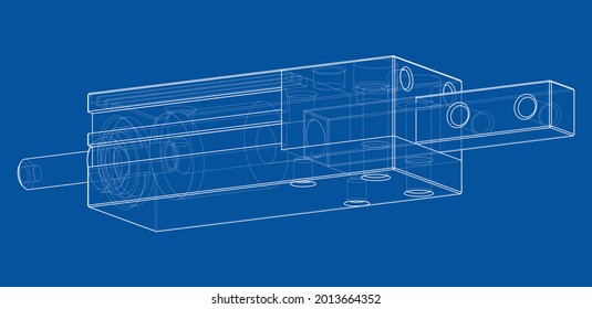 Abstract industry object concept. Vector rendering of 3d. Wire-frame style. The layers of visible and invisible lines are separated