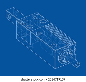 Abstract industry object concept. Vector rendering of 3d. Wire-frame style. The layers of visible and invisible lines are separated