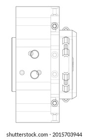 Abstract industry object concept. Vector rendering of 3d. Wire-frame style. The layers of visible and invisible lines are separated