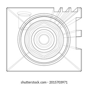 Abstract industry object concept. Vector rendering of 3d. Wire-frame style. The layers of visible and invisible lines are separated