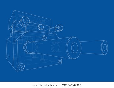 Abstract industry object concept. Vector rendering of 3d. Wire-frame style. The layers of visible and invisible lines are separated