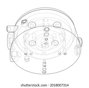 Abstract industry object concept. Vector rendering of 3d. Wire-frame style. The layers of visible and invisible lines are separated
