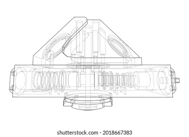 Abstract industry object concept. Vector rendering of 3d. Wire-frame style. The layers of visible and invisible lines are separated