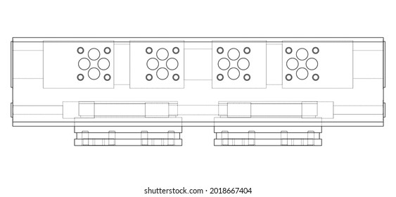 Abstract industry object concept. Vector rendering of 3d. Wire-frame style. The layers of visible and invisible lines are separated