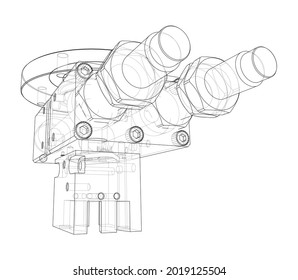 Abstract industry object concept. Vector rendering of 3d. Wire-frame style. The layers of visible and invisible lines are separated