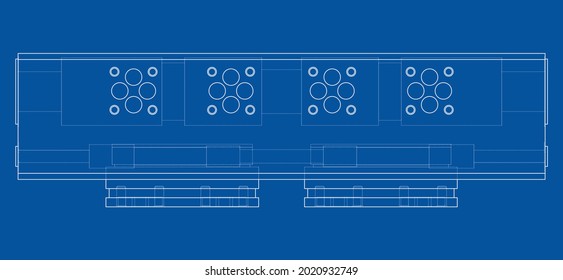 Abstract industry object concept. Vector rendering of 3d. Wire-frame style. The layers of visible and invisible lines are separated