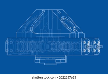 Abstract industry object concept. Vector rendering of 3d. Wire-frame style. The layers of visible and invisible lines are separated