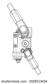 Abstract industry object concept. Vector rendering of 3d. Wire-frame style. The layers of visible and invisible lines are separated