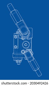 Abstract industry object concept. Vector rendering of 3d. Wire-frame style. The layers of visible and invisible lines are separated