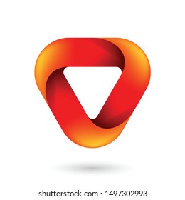 Abstract Infinite Impossible Loop Triangle Logo. Corporate Icon Logotype. Creative Square Infinity Orange Concept. Logic Puzzle. Infinite Triangular Ring on White