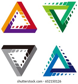 Abstract Infinite impossible loop vector design logo template. Corporate icon. Logic Puzzle. Infinite Triangular ring.