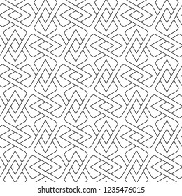 The abstract infinite intertwining pattern. Thin line. Seamless vector ornament.