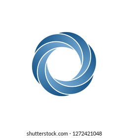 Abstract infinite loop logo, blue circle icon
