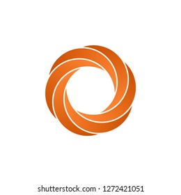 Abstract infinite loop logo, orange circle icon