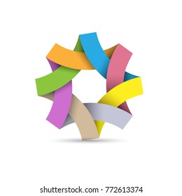 Abstract Infinite Loop Logo, Paper 3d Origami. Colorful Ribbon Icon. Vector Template For Logo Or Infographic Consists