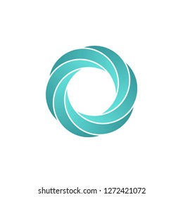 Abstract infinite loop logo, turquoise circle icon