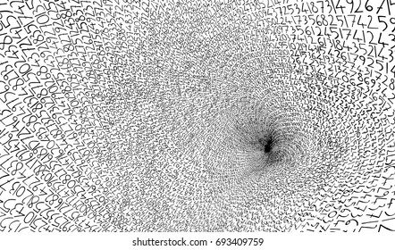 Abstract infinite spiral of numbers.