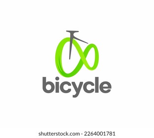 Resumen de diseño gráfico de bicicleta infinita. El bucle inacabable dinámico crea el diseño del logotipo de las ruedas de bicicleta. Logotipo ilimitado de ciclismo