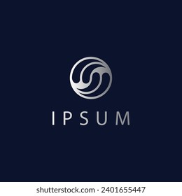 abstract infinity globe silver logo design