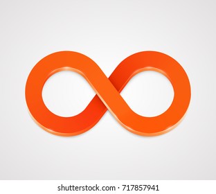 Abstract infinity gold sign isolated on white. Vector illustration