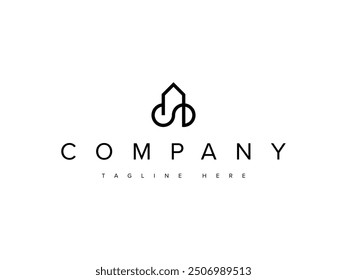 abstract infinity house logo design