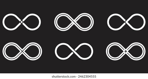 Abstract infinity icons, infinity symbol, infinity circle, endless line isolated on white background. 