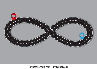 Abstract infinity road for concept design. Vector illustration. City illustration. Stock image. EPS 10.