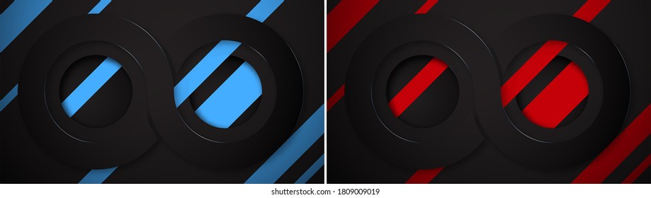 abstract infinity sign on dark background. Screensaver for the monitor. Scientific technological style. Vector