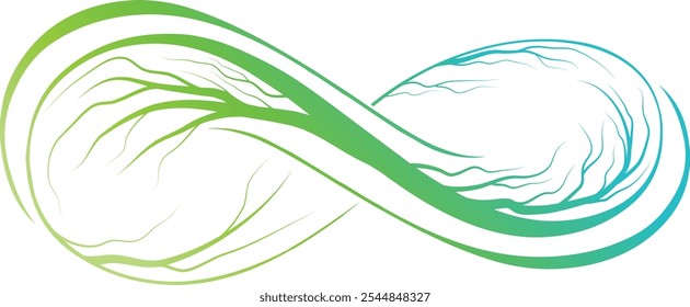 Sinal de infinito abstrato com raízes de árvore