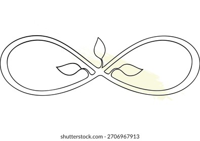 Abstract infinity symbol with leaves vector illustration on light background