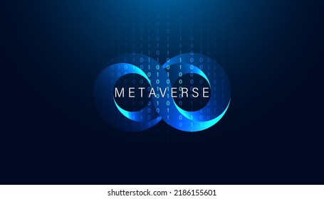 Abstract infinity symbol Metaverse Visual Reality Blue Background Blockchain Technology Interface Meta Environment