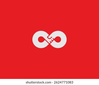 Abstract infinity vector logo. Creative number 8 endless logotype. Unusual handshake partnership sign.