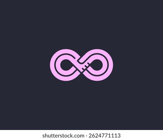 Abstract infinity vector logo. Unusual handshake partnership sign. Creative number 8 endless logotype