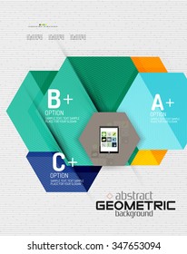 Abstrakter Info-Banner mit Optionen, geometrischer Papierstil. Vektorgrafik