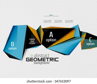 Abstract info banner with options, geometric paper style. Vector illustration