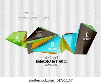 Abstract info banner with options, geometric paper style. Vector illustration