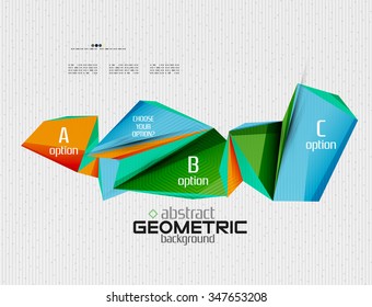 Abstract info banner with options, geometric paper style. Vector illustration