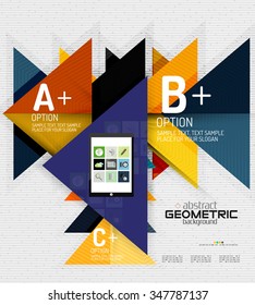 Pancarta de información abstracta con opciones, estilo de papel geométrico. Ilustración del vector