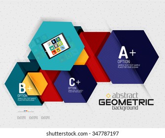 Abstract info banner with options, geometric paper style. Vector illustration