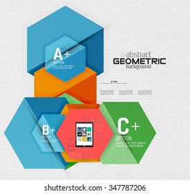 Abstract info banner with options, geometric paper style. Vector illustration