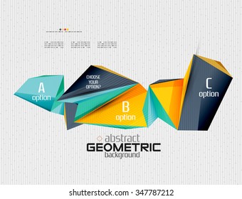 Pancarta de información abstracta con opciones, estilo de papel geométrico. Ilustración del vector