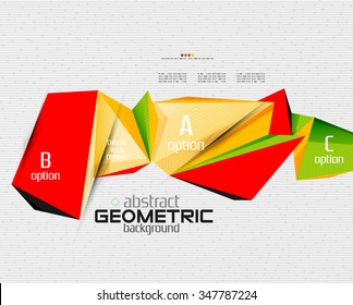 Pancarta de información abstracta con opciones, estilo de papel geométrico. Ilustración del vector