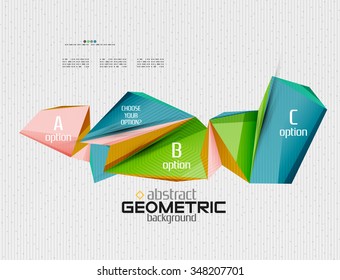 Abstract info banner with options, geometric paper style. Vector illustration