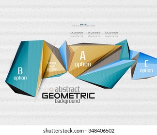 Abstract info banner with options, geometric paper style. Vector illustration