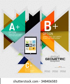 Pancarta de información abstracta con opciones, estilo de papel geométrico. Ilustración del vector