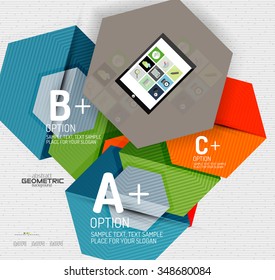 Abstract info banner with options, geometric paper style. Vector illustration