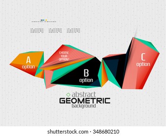 Abstract info banner with options, geometric paper style. Vector illustration