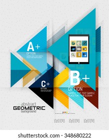 Pancarta de información abstracta con opciones, estilo de papel geométrico. Ilustración del vector
