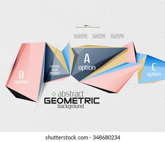 Banner de informações abstratas com opções, estilo de papel geométrico. Ilustração vetorial
